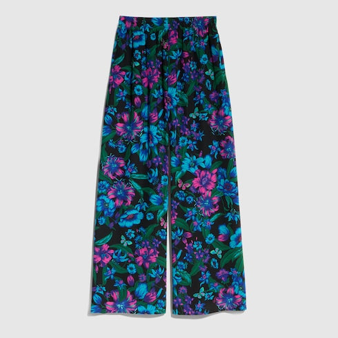 Printed silk leisure pants - multicolor