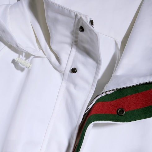 Compact cotton canvas zip jacket - white