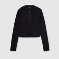 Jersey zip jacket with embroidery - black