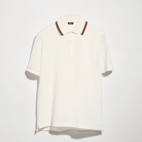 Cotton jersey piquet polo shirt - white