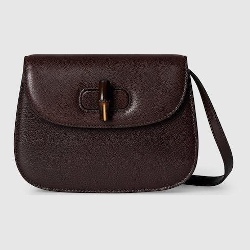 Bamboo mini bag - dark brown leather