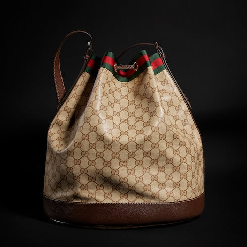 Gucci Venice large bucket bag - sand and brown GG canvas