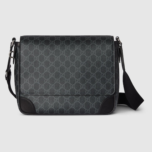 GG Emblem medium crossbody bag - black fabric