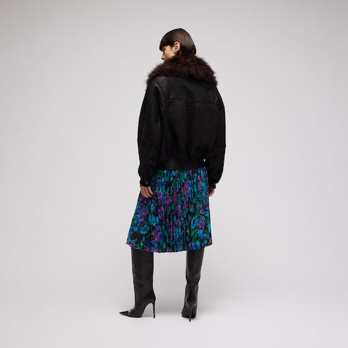 Printed silk crêpe de chine midi skirt - multicolor