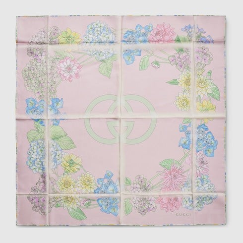 Printed silk twill carré - multicolor