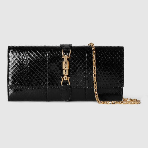 Gucci Jackie anaconda wallet on chain - black