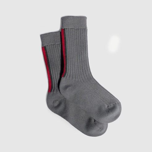 Children's rib wool socks with Web - dark grey
