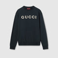 Cotton jersey sweatshirt with embroidery - dark blue
