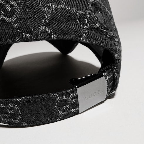 GG cotton denim baseball hat - black