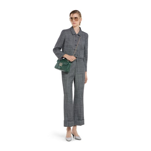 GG Marmont medium shoulder bag - green leather