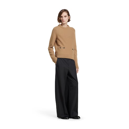 Wool cashmere top with Horsebit - camel