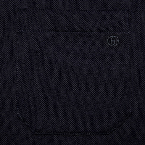Cotton piquet polo with Web collar - navy