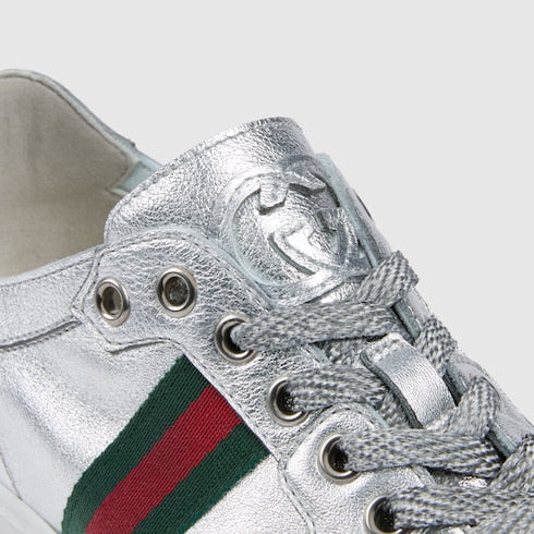 Women's Stretch low-top sneaker - metallic silver leather