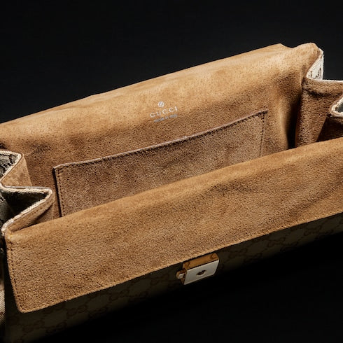 Dionysus medium shoulder bag - sand and brown GG canvas