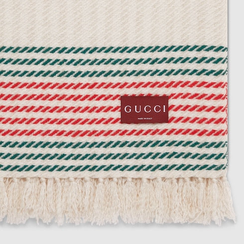 Cashmere jacquard blanket with Web - white