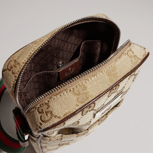Gucci Tag small crossbody bag - sand and brown GG canvas