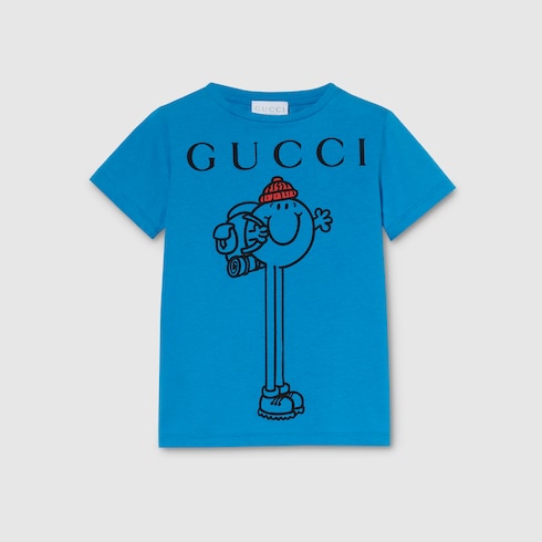 Children's cotton T-shirt with print - blue