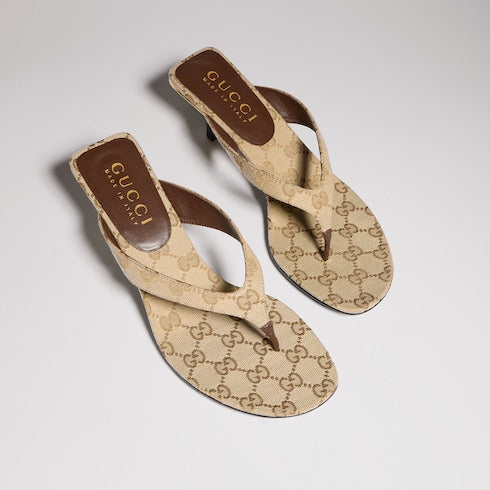 Women's Vittoria thong - sand and brown GG canvas