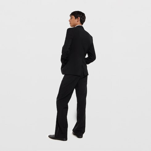 Light wool mohair canvas suit - black