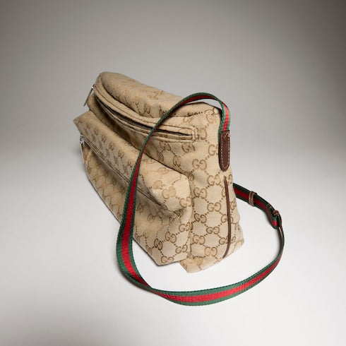 Gucci Tag medium crossbody bag - sand and brown GG canvas