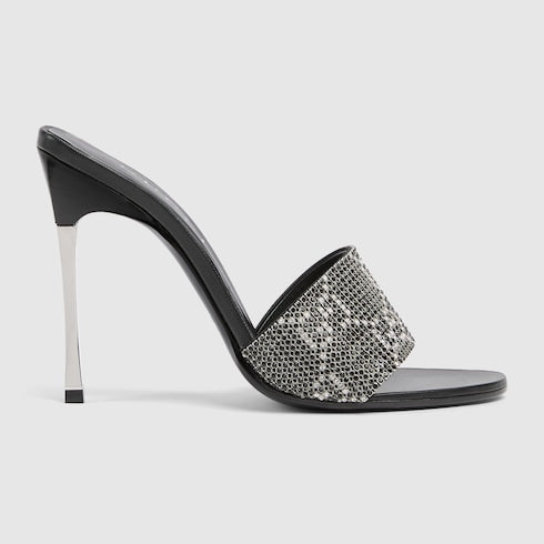 Women's crystal Bombshell slide sandal - black GG crystal