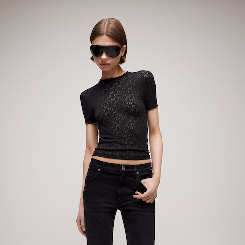 GG cotton devoré T-shirt - black