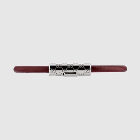 Bracelet with GG detail - Rosso Ancora red leather