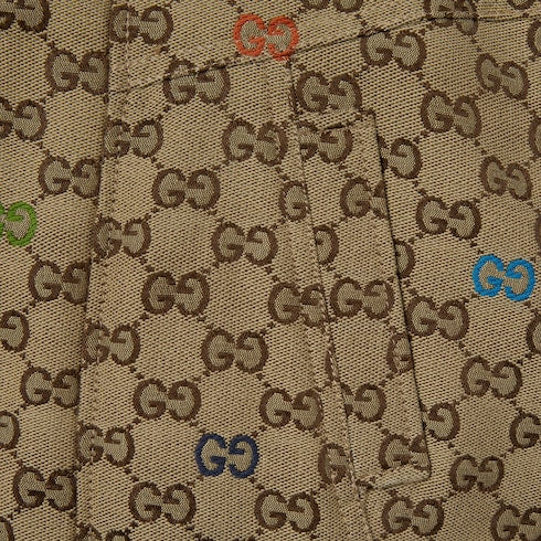 Children's padded GG canvas coat - beige and brown