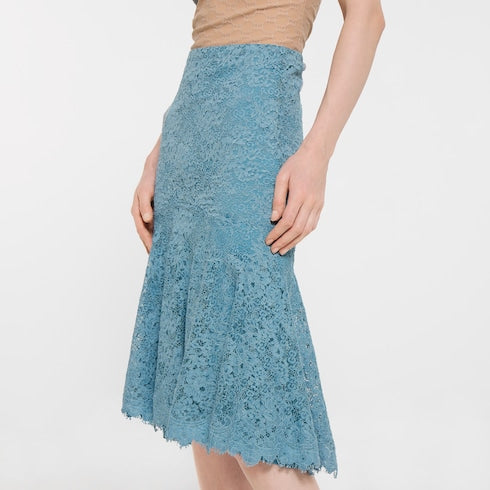 GG flower stretch lace skirt - light blue