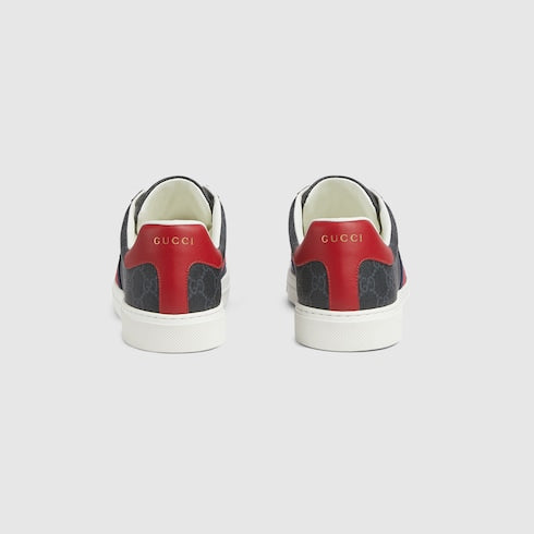 Men's Gucci Ace sneaker with Web - black GG Supreme canvas