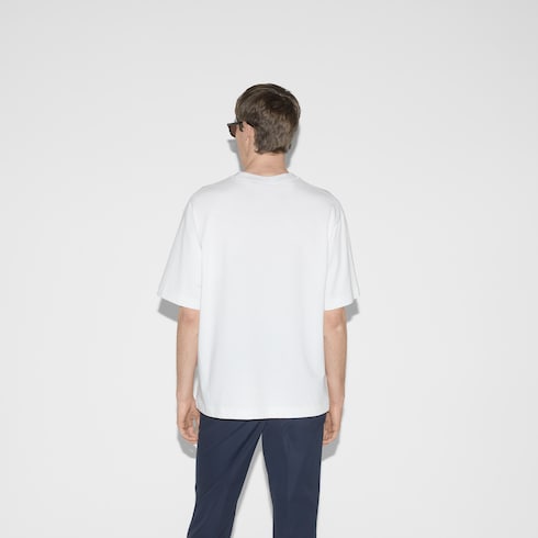 Printed cotton jersey T-shirt - white