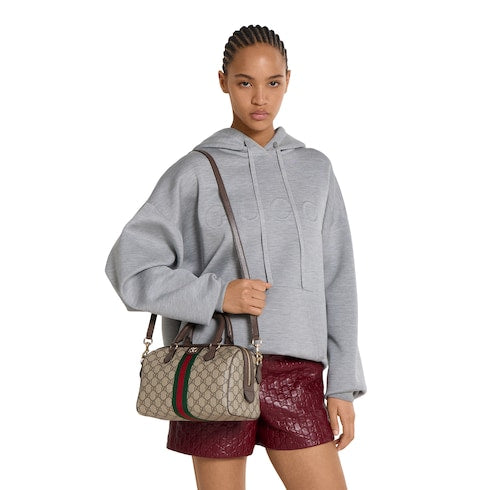 Ophidia medium boston bag - beige and brown GG fabric