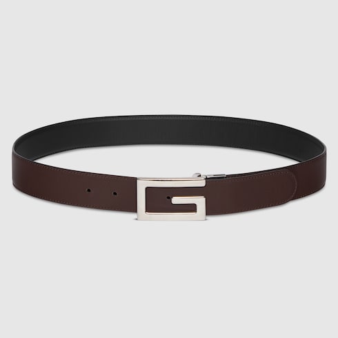 Reversible belt with Square G buckle - black/brown leather