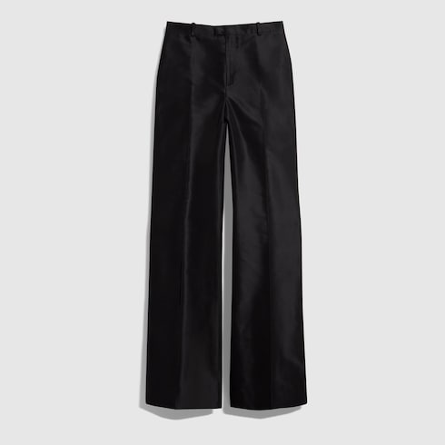 Fine silk faille pants - black