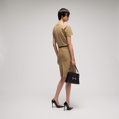 Printed cotton T-shirt - sand and brown