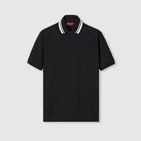 GG stretch cotton polo - black and white