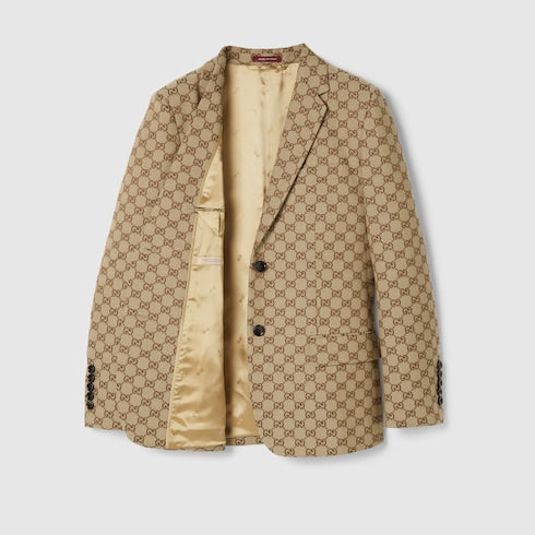 GG canvas jacket - camel and ebony