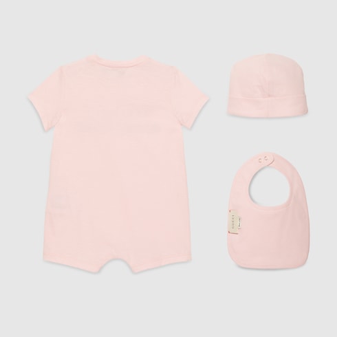 Baby cotton gift set with Gucci logo - Pale Pink Cotton