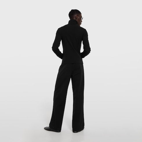Stretch nylon gabardine zip jacket - black