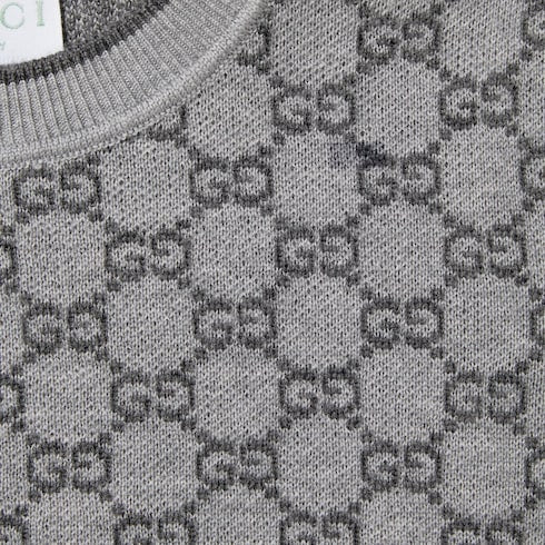 Children's GG wool jacquard sweater - grey and dark grey