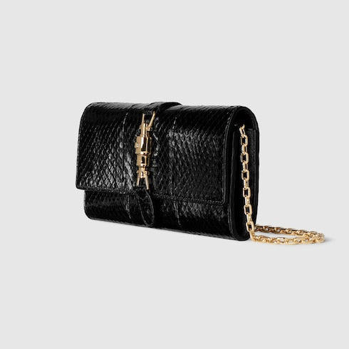 Gucci Jackie anaconda wallet on chain - black