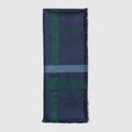 Tartan cashmere jacquard stole - blue