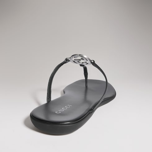 Men's thong sandal - black leather