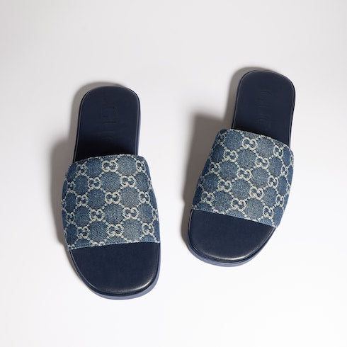 Men's slide sandal - dark blue GG denim