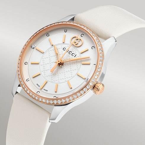 G-Timeless watch, 29mm - white leather
