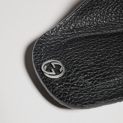Men's thong sandal with Interlocking G - black leather