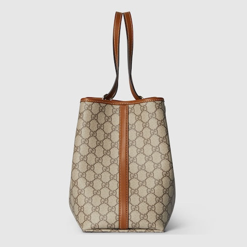 GG Emblem large tote bag - beige and brown GG fabric