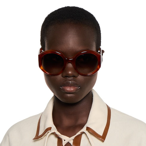 Round frame sunglasses - light brown tortoiseshell