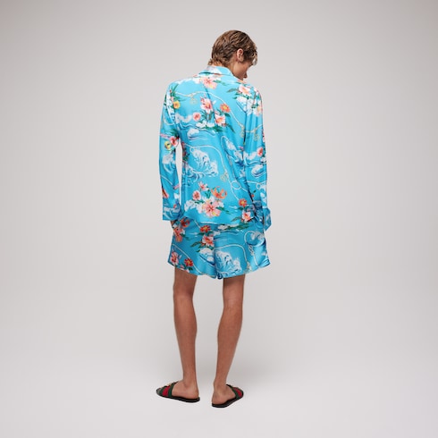 Printed silk twill shorts - multicolor