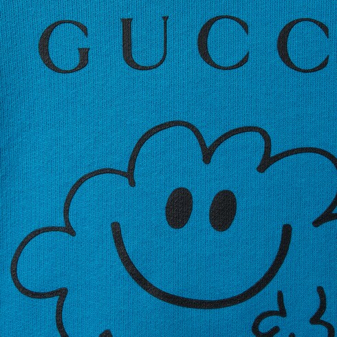 Baby cotton sweatshirt with print - blue